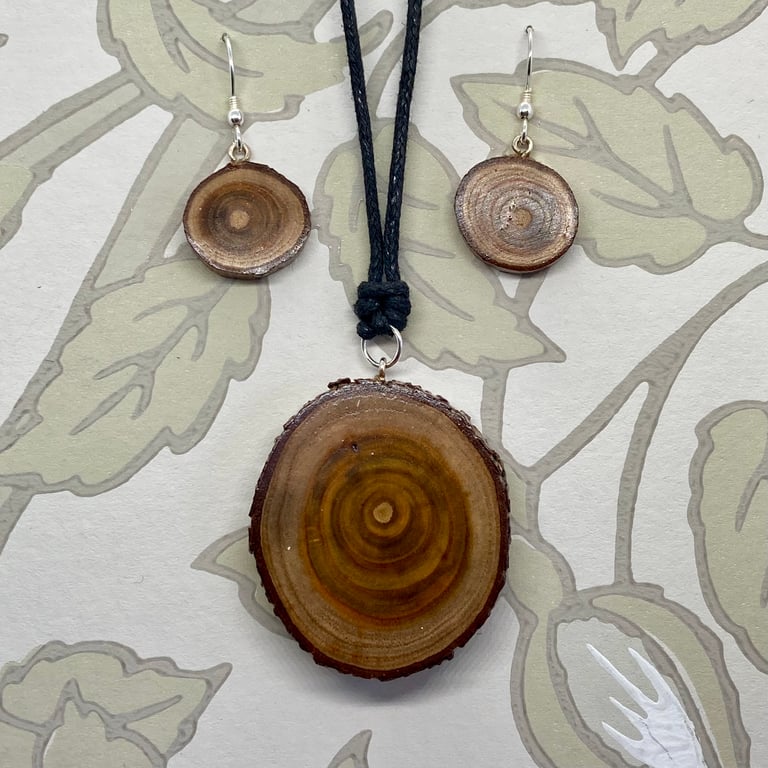 Smokebush pendant and earrings set - pruned from the garden