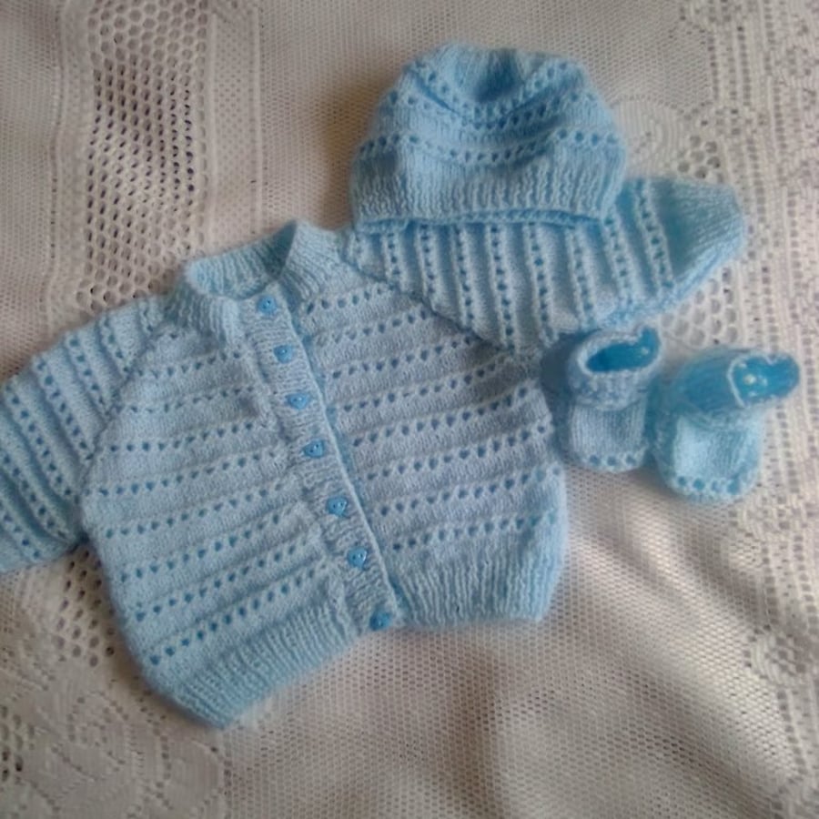 Baby's Hand Knitted Textured Cardigan Set, Gift Idea for Babies, Custom Make