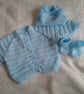 Baby's Hand Knitted Textured Cardigan Set, Gift Idea for Babies, Custom Make - Image 1