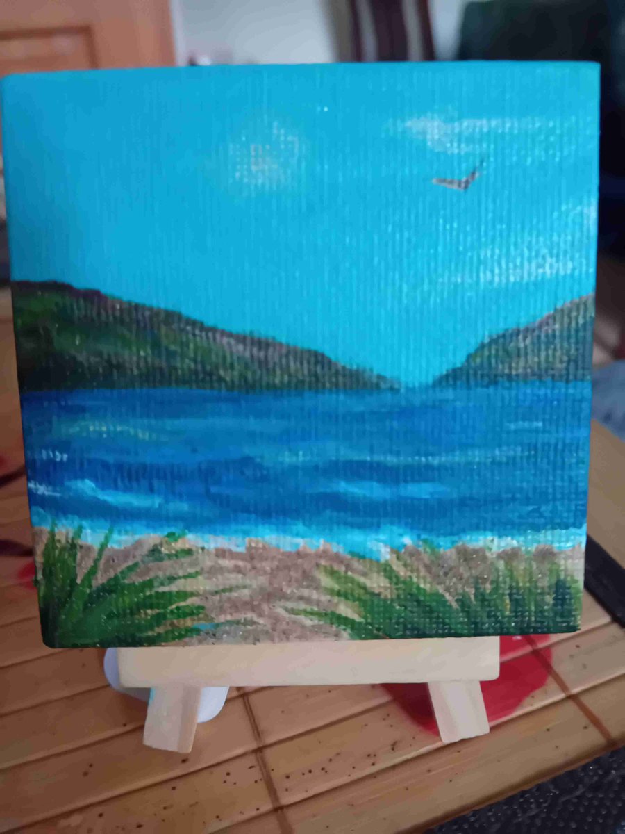 Mini canvas painting of a seascape 