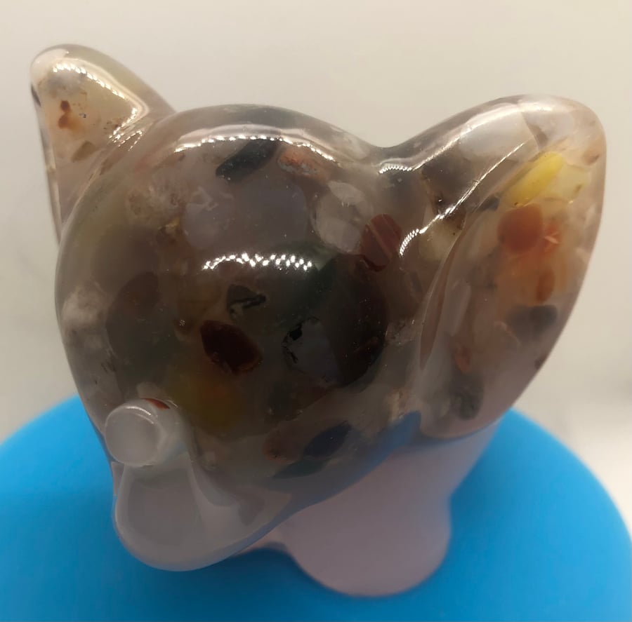 Small Resin Elephant Planter with Natural Stones