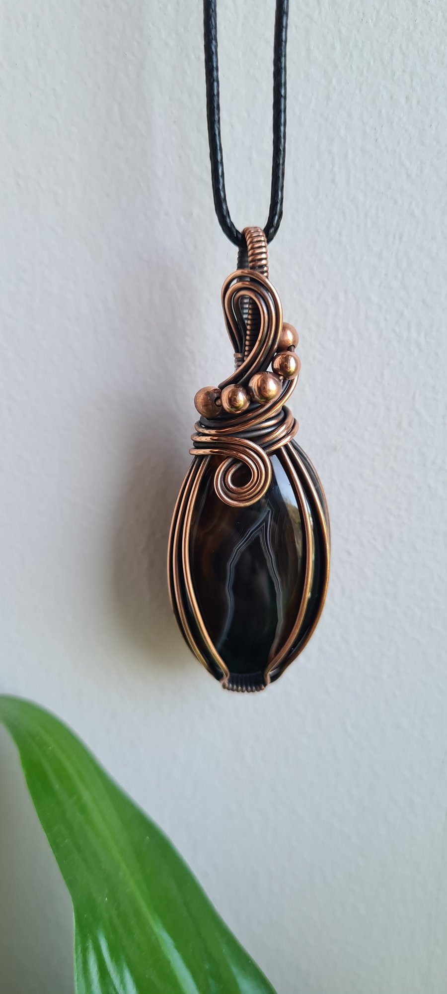 Natural Brown Onyx & Copper Crystal Necklace Pendant Gift Jewellery Jewelry