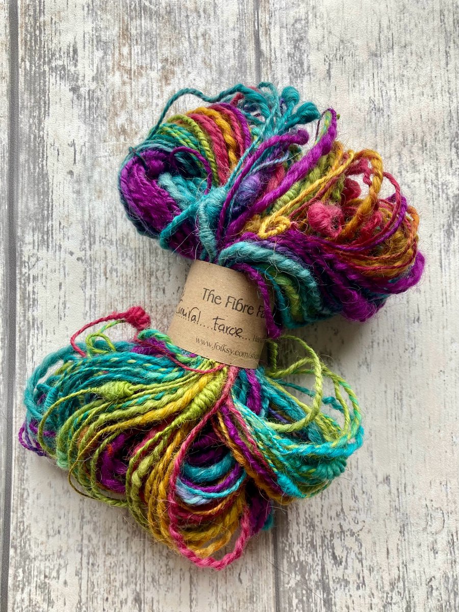 Hand spun art yarn Carnival 80g