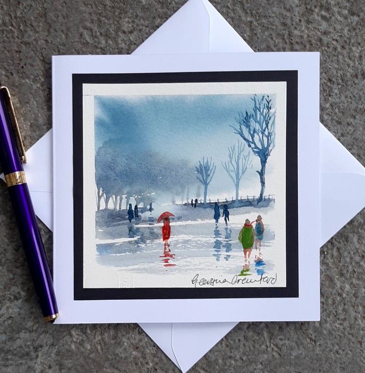 Blank Card. Handpainted Card. Letterbox Gift. Keepsake. Handmade Card