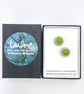 Blue Yellow Matt Glass Stud Earrings - Image 2