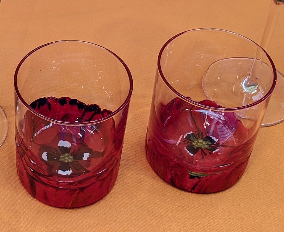 Hand-painted Poppy glass