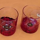 Hand-painted Poppy glass