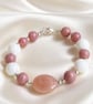 Sunstone, Jade & Rhodonite Sterling Silver Bracelet - Summer Jewellery - Image 1