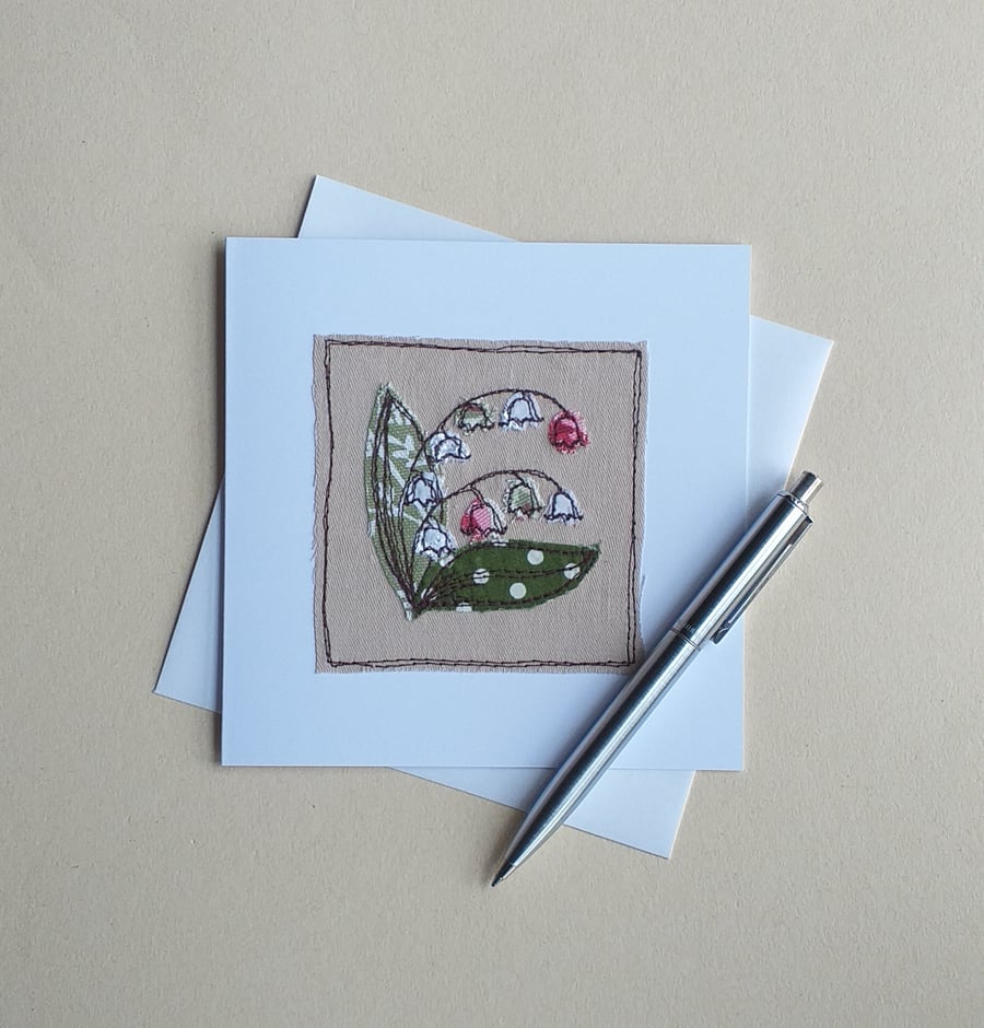 Embroidered Lily of the Valley Card