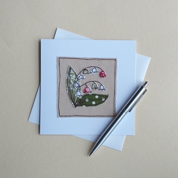 Embroidered Lily of the Valley Card