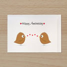 Anniversary card with cute birds, Wedding anniversary, Card for couple,