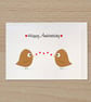 Anniversary card with cute birds, Wedding anniversary, Card for couple,