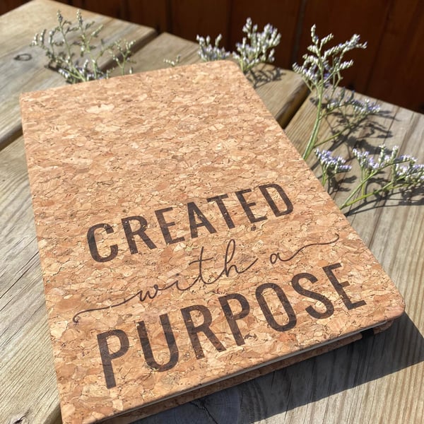 Cork Notebook Woman of God Created with a purpose Lined A5 book Faith Notebook P