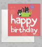 Funny Black Cat Birthday Card, Playful Cats with Balloon, Red Card for Cat Lover - Image 3
