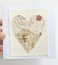 Up-cycled handmade fabric embroidered heart art card.  - Image 3