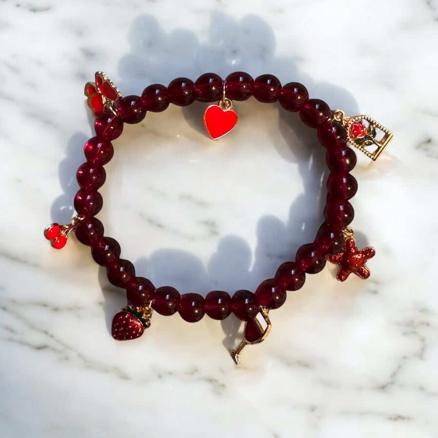 CHILLI Elegant Ruby Charm Bracelet