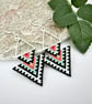 Colourful tribal style bead woven triangle earrings