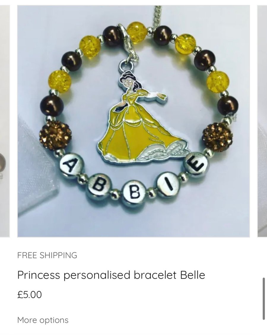 Personalised belle stretch beaded shamballa bracelet adult kids toddler 