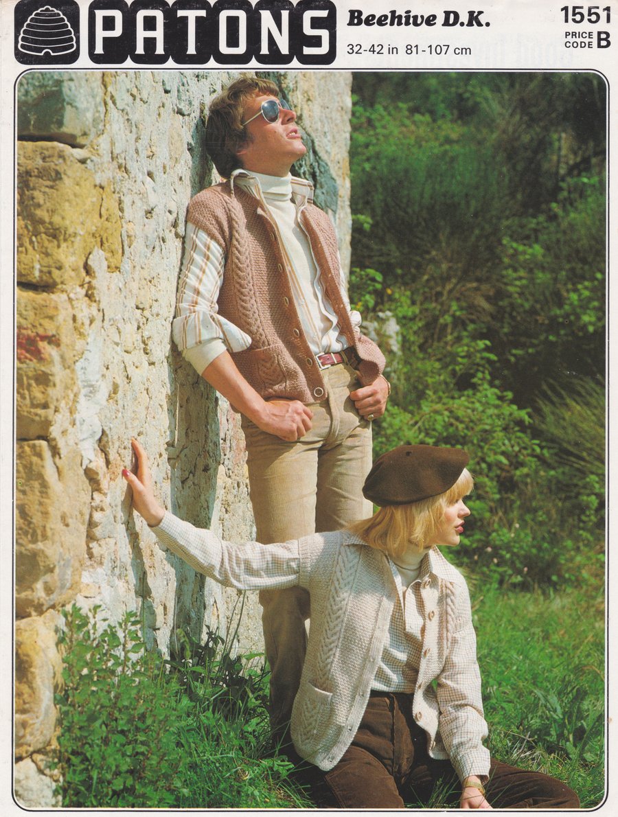 Vintage Knitting Pattern 1551: from Patons, Unisex Gilet or Waistcoat