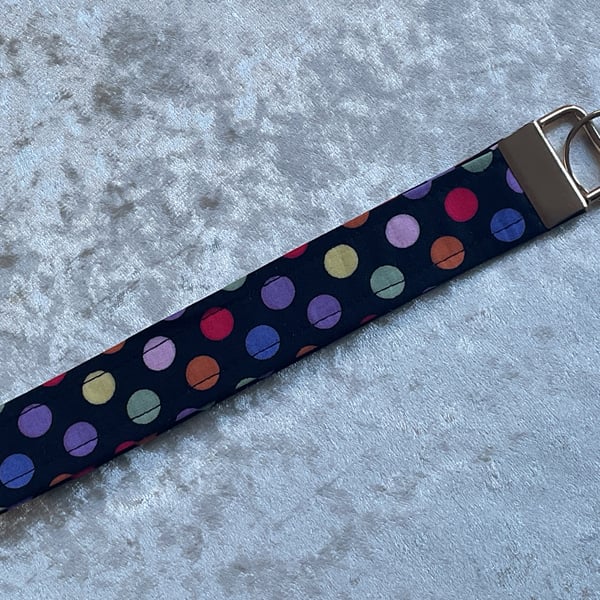 DOTTY & BLACK WRISTLET KEYRING KEY HOLDER LANYARD FOB CHAIN 