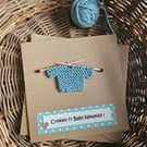 Croeso i'r Babi Newydd Welsh New Baby Card Duck Egg Blue Size 5" x 5"