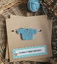 Croeso i'r Babi Newydd Welsh New Baby Card Duck Egg Blue Size 5" x 5"