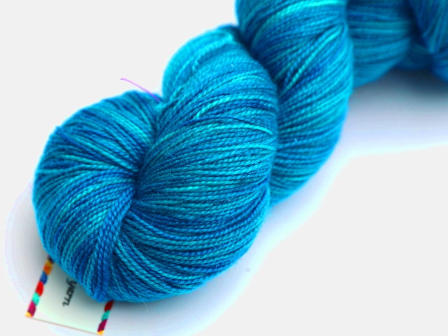 SALE: Greek Seas - Silver Sparkly suprwash merino nylon 4 ply yarn