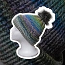 Winter Hat With Faux Fur Bobble (handmade)