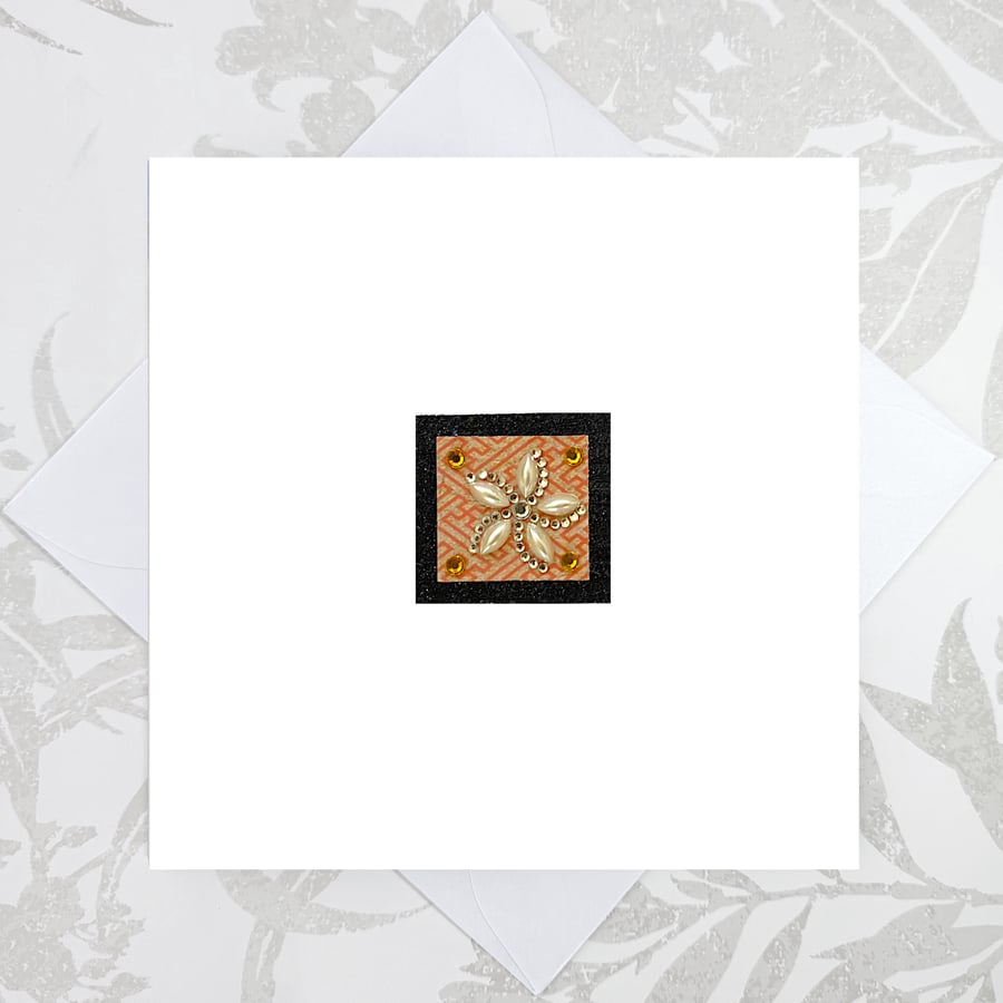 Handmade embellished birthday card - abstract jewel birthday card