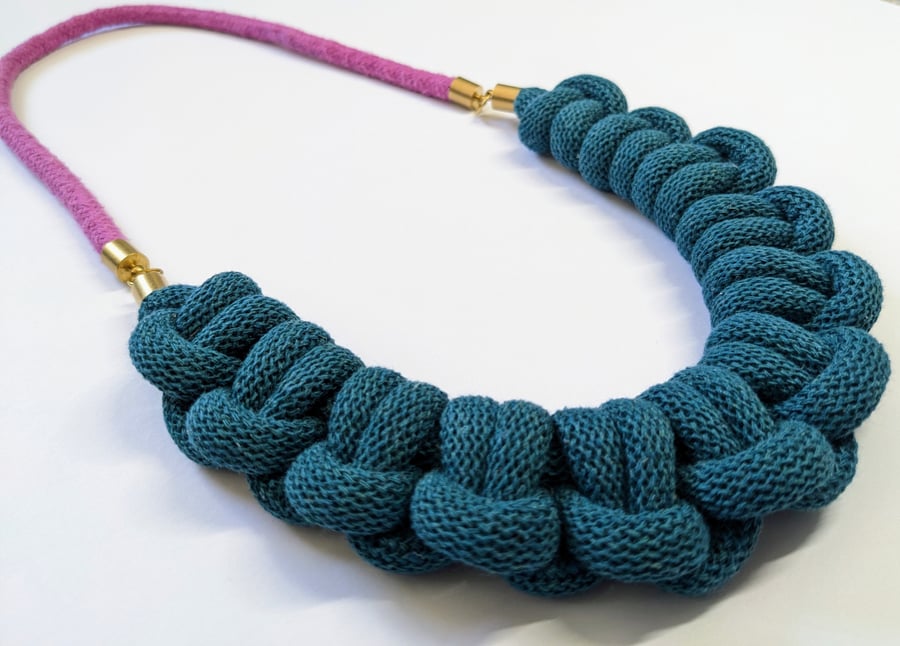 Recycled cotton rope chunky knot necklace (The Lustleigh in chunky)