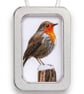 Robin, little 3D fabric robin picture framed in a tin, gift, ornament - Image 6