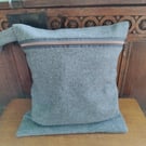 Scottish grey wool tweed wash bag