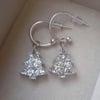 Silver Glitter Encrusted Resin Xmas Tree Half Hoop Earring- Christmas Collection