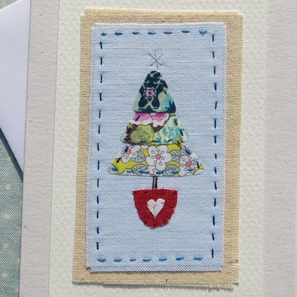 Little Tree, hand-stitched miniature textile with Liberty Tana Lawn fabrics