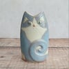 Small handbuilt pottery Cat vase 