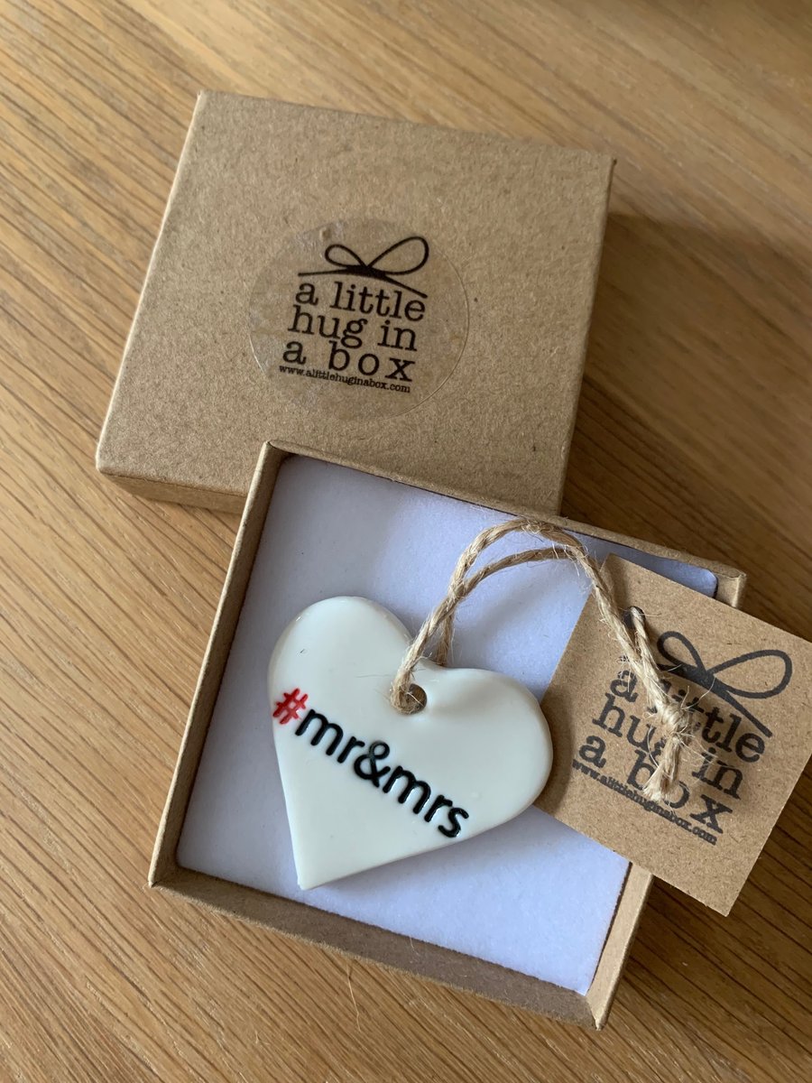 A little hug in a box porcelain mr & mrs heart gift