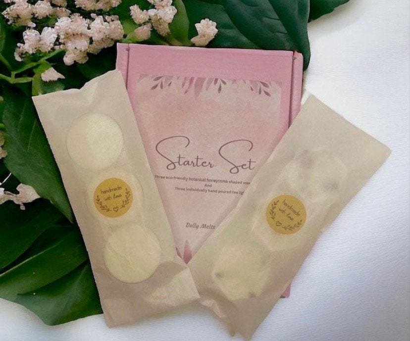 Eco Friendly Wax Melt Starter Set, finished with botanical elements