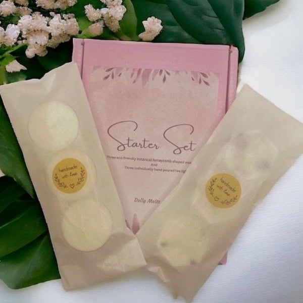 Eco Friendly Wax Melt Starter Set, finished with botanical elements