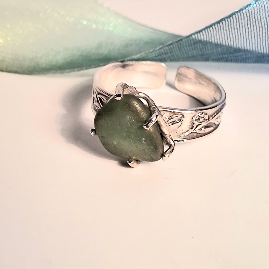 Green Welsh Seaglass Ring