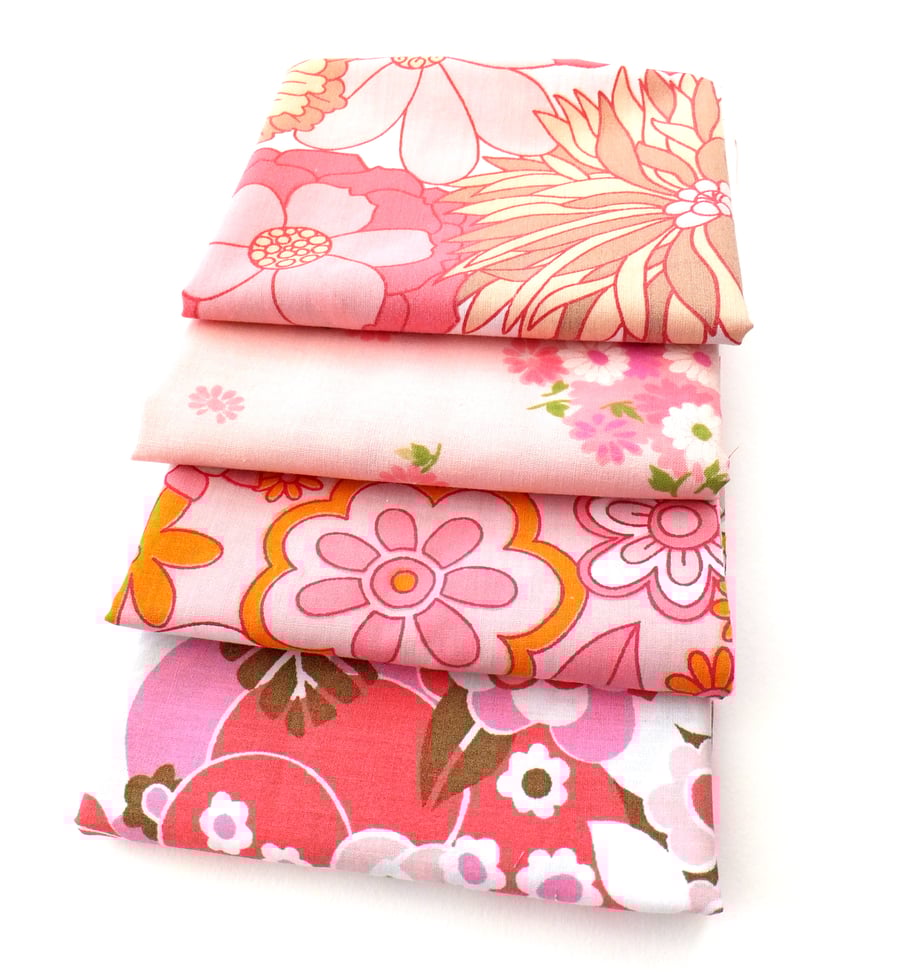 Vintage Fat Quarter Bundle, Pink Fabrics, Retro Fabrics