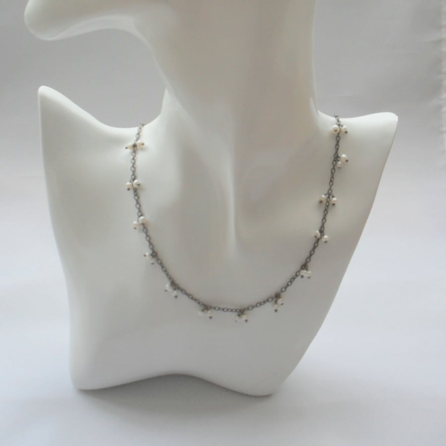 Dainty Chain Necklace With Freshwater Pearls