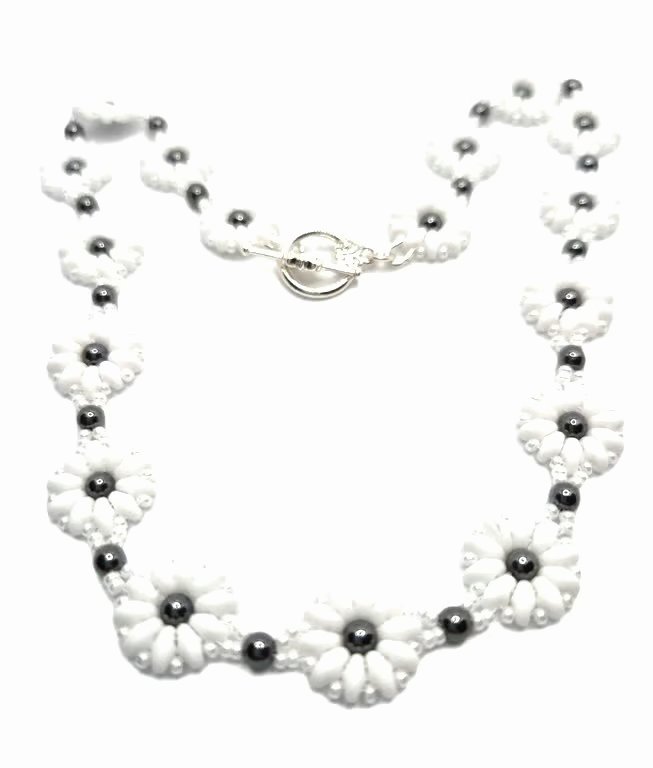 Daisy collection necklace with Haematite beads