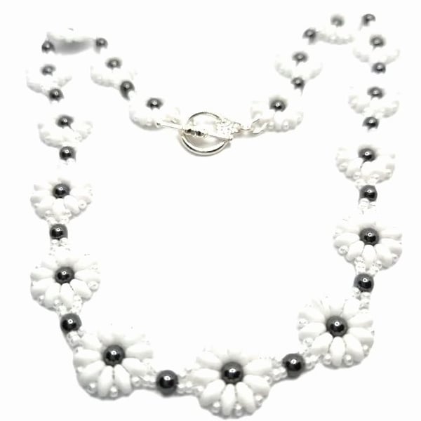 Daisy collection necklace with Haematite beads
