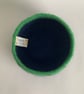 FELTED 'FUSSPOT' BOWL, desk tidy . Navy,jade ( with button detail ) . - Image 3