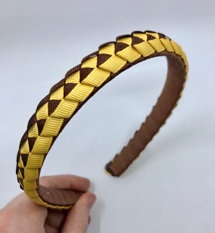 Brown and Yellow Gold Pleated Hairband