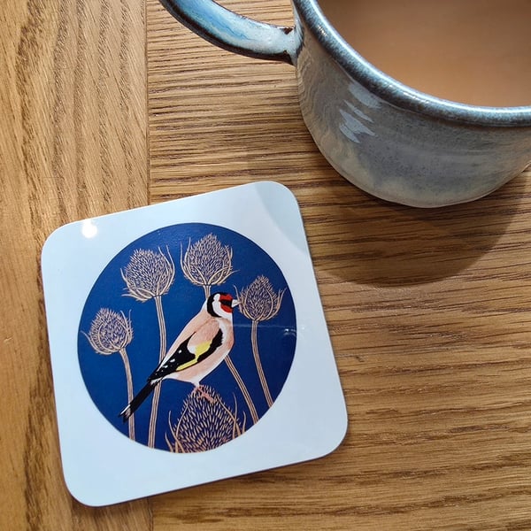 Goldfinch on Teasels Coaster