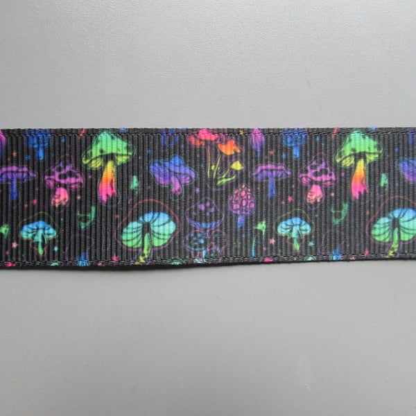 Magic Enchanted Toadstool Mushroom 2.5cm Grosgrain Ribbon x 1 metre