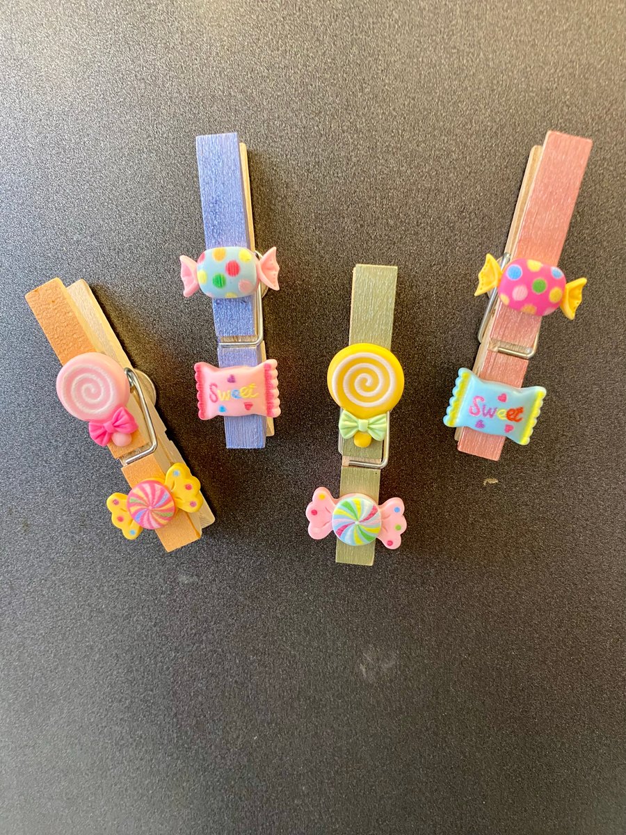 Set of 4 Sweet Treats Magnetic Clip Fridge Organisers