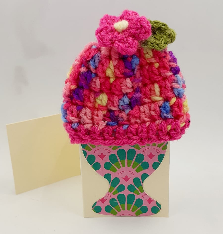 Crochet Egg Cosy Card - Pink