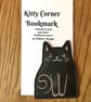 Kitty corner bookmark. Cute embroidered cat page keeper .